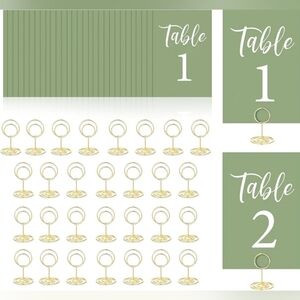 NIP Sage Green Table Number Cards 1-30 with Gold Holders